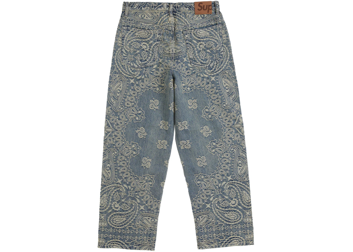 Supreme Bandana Jacquard Baggy Jean Blue