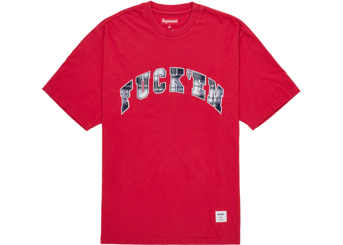 Supreme Fuck Em Plaid S/S Top Red