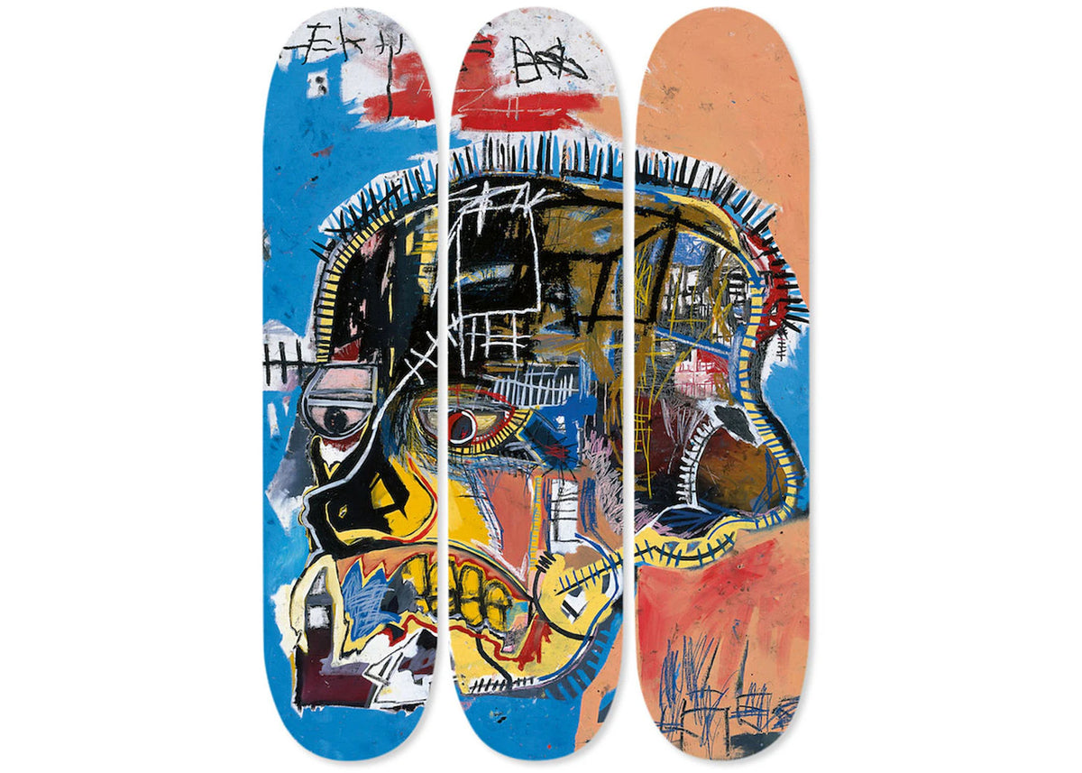 Jean-Michel Basquiat Skull Triptych Skateboard Deck Set Multi