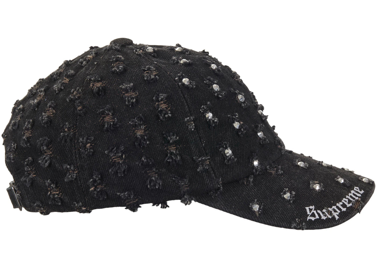 Supreme Hole Punch Rhinestone Denim 6-Panel Black