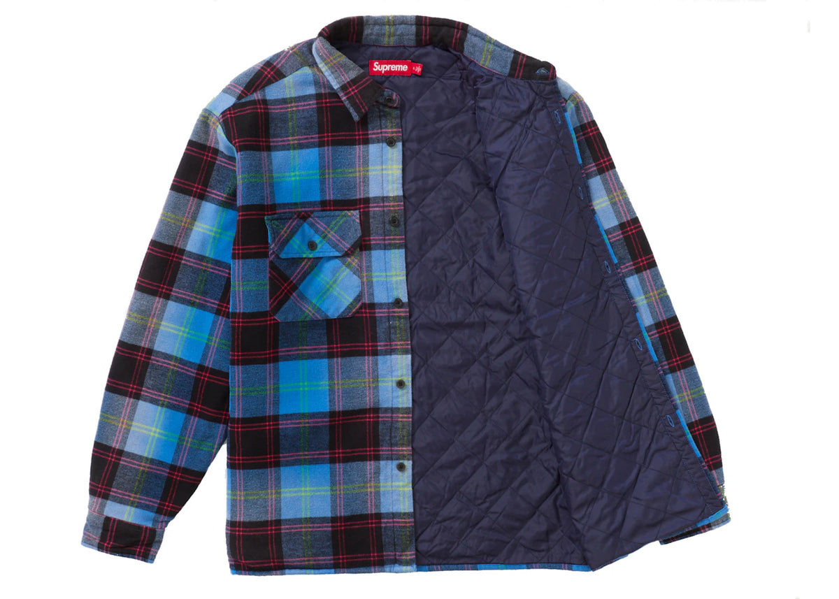 Supreme Quilted Plaid Shirt Blue