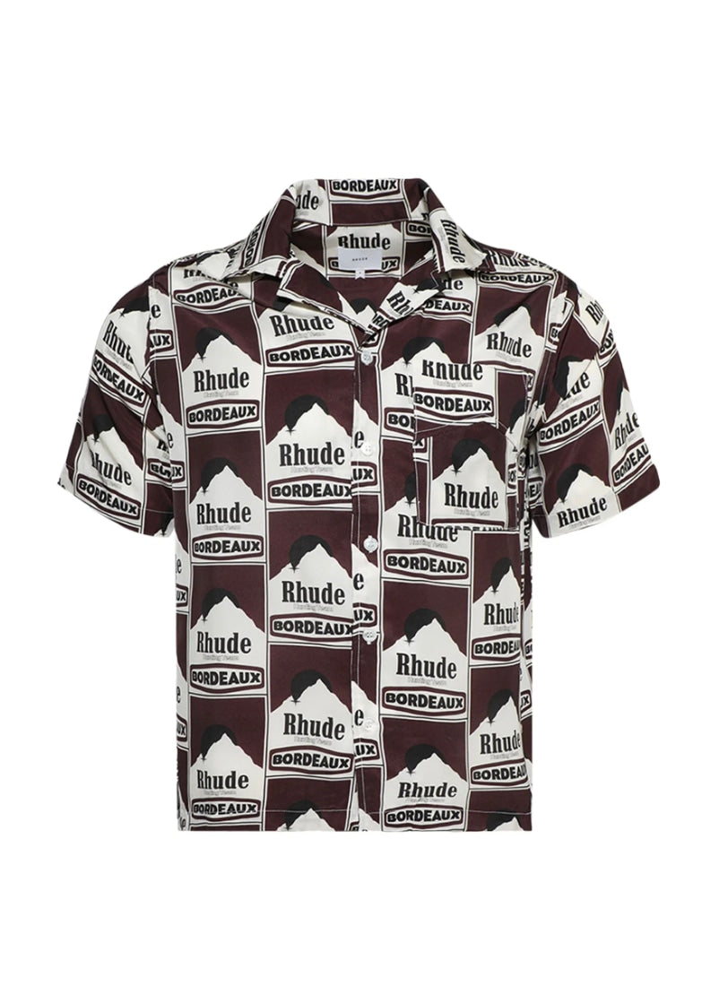 Rhude Moonlight Bordeaux Silk Shirt 'Maroon/Off White'