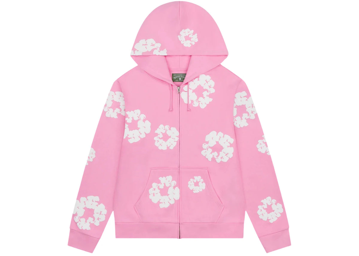 Denim Tears Cotton Wreath Zip Hoodie Pink
