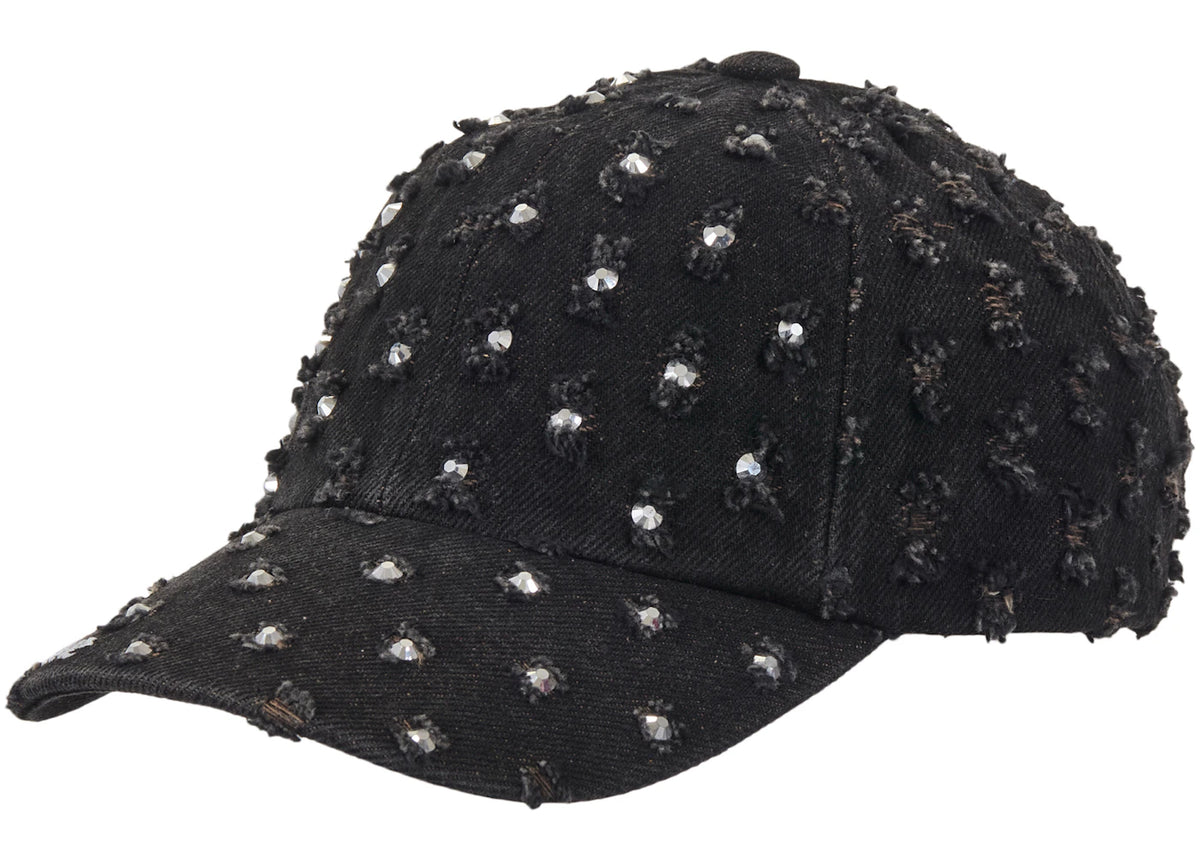Supreme Hole Punch Rhinestone Denim 6-Panel Black