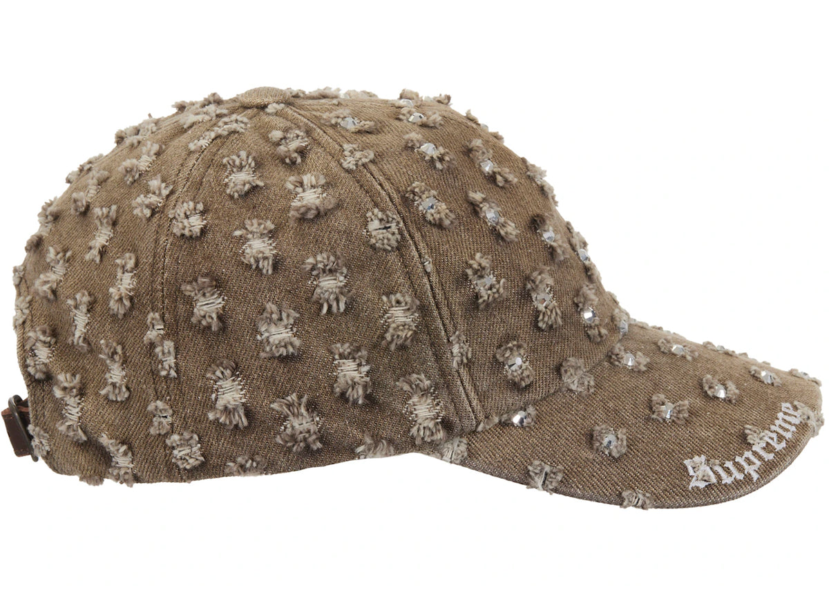 Supreme Hole Punch Rhinestone Denim 6-Panel Brown