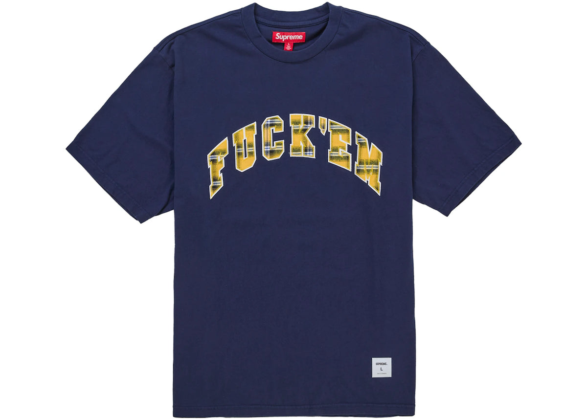 Supreme Fuck Em Plaid S/S Top Navy
