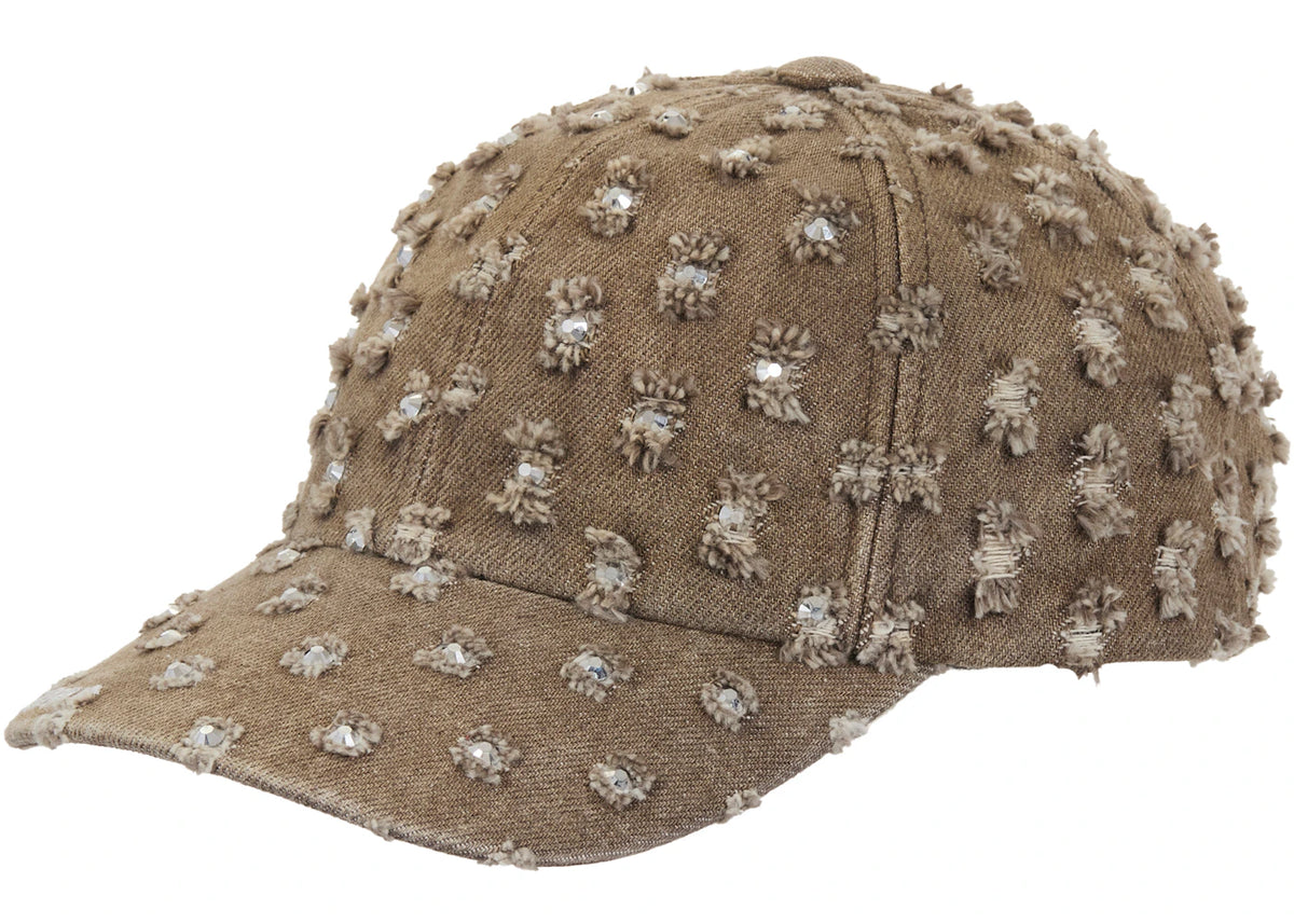 Supreme Hole Punch Rhinestone Denim 6-Panel Brown